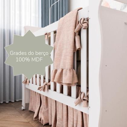 Imagem de Quarto de Bebê Berço Mini Cama Provençal Lisa Cômoda com Porta Fraldario Infantil Branco Carolina Baby