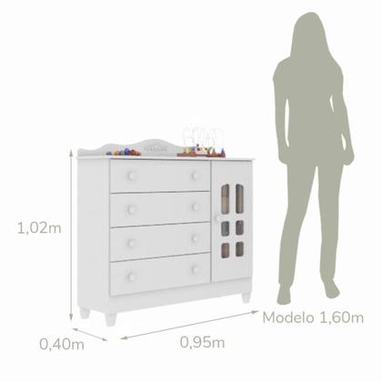 Imagem de Quarto de Bebê Berço Mini Cama Provençal Lisa Cômoda com Porta Fraldario Infantil Branco Carolina Baby