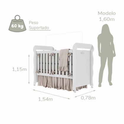 Imagem de Quarto de Bebê Berço Mini Cama Provençal Lisa Cômoda com Porta Fraldario Infantil Branco Carolina Baby