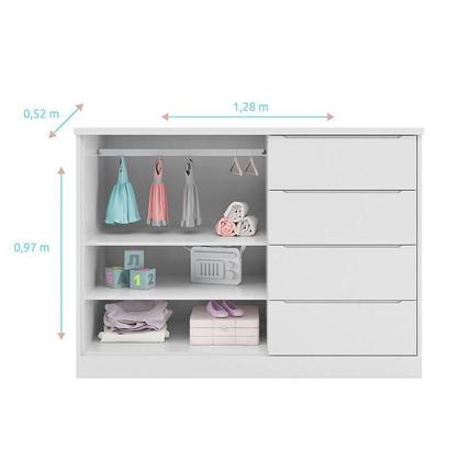 Imagem de Quarto de Bebê Blenda com Berço Multifuncional Cleo Branco Acetinado e Colchão  Phoenix