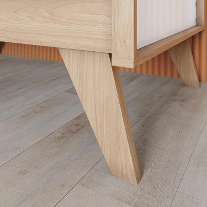 Imagem de Quarto de Bebê com Berço 3 em 1 e Cômoda 3 Gavetas 1 Porta Retrô Theo Espresso Móveis Branco/Jequitibá HP