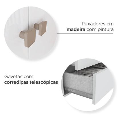 Imagem de Quarto de Bebê com Berço 3 em 1 e Cômoda 3 Gavetas 1 Porta Retrô Theo Espresso Móveis Branco/Jequitibá HP