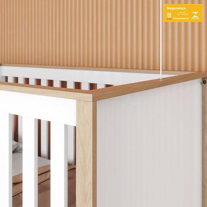 Imagem de Quarto de Bebê com Berço 3 em 1 e Cômoda 3 Gavetas 1 Porta Retrô Theo Espresso Móveis