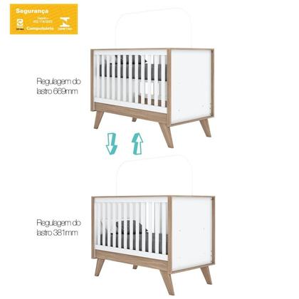 Imagem de Quarto de Bebê com Berço 3 em 1 e Cômoda 3 Gavetas 1 Porta Retrô Theo Espresso Móveis