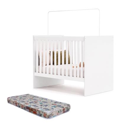 Imagem de Quarto de Bebê com Berço com Colchão Suporte Life e Cômoda de Bebê 100% MDF 4 Gavetas Soft Life Bran