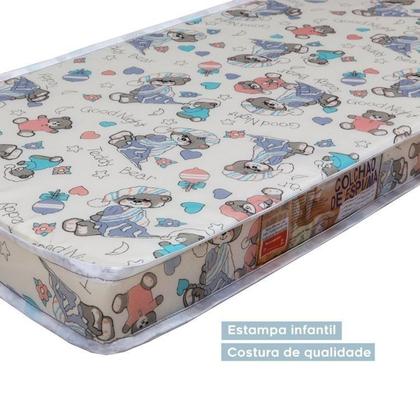 Imagem de Quarto de Bebê com Berço com Colchão Suporte Life e Cômoda de Bebê 100% MDF 4 Gavetas Soft Life Branco/Madeirado Ypê