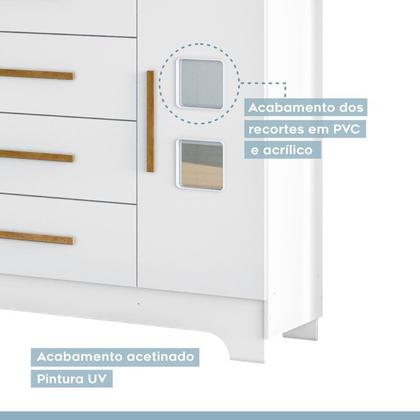 Imagem de Quarto de Bebê com Berço Mini Cama 100% Mdf com Colchão Life e Cômoda 4 Gavetas 1 Porta Fly 100% Mdf