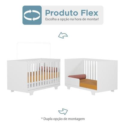 Imagem de Quarto de Bebê com Berço Mini Cama 100% Mdf com Colchão Life e Cômoda 4 Gavetas 1 Porta Fly 100% Mdf