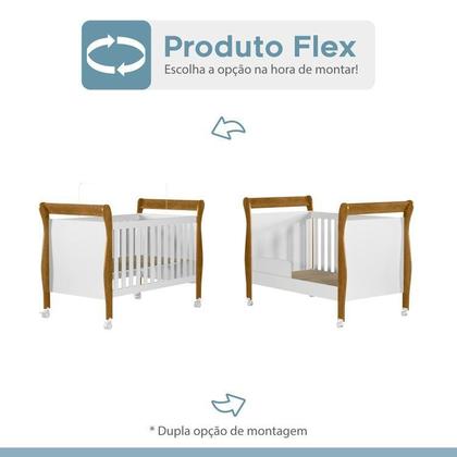 Imagem de Quarto de Bebê com Berço Mini Cama 100% Mdf Slim e Cômoda 100% Mdf 1 Porta 3 Prateleiras Flocos