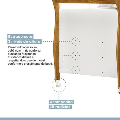 Imagem de Quarto de Bebê com Berço Mini Cama 100% Mdf Slim e Cômoda 100% Mdf 1 Porta 3 Prateleiras Flocos