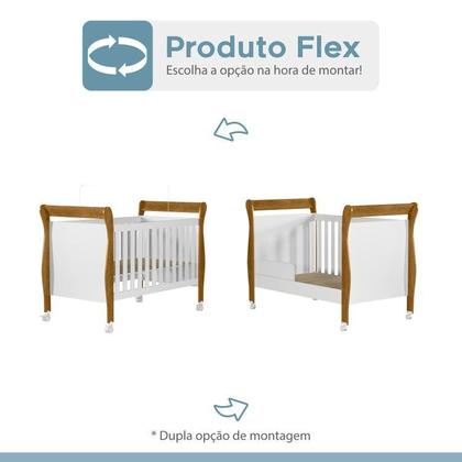 Imagem de Quarto de Bebê com Berço Mini Cama 100% Mdf Slim e Cômoda 100% Mdf 1 Porta 3 Prateleiras Flocos