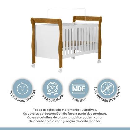 Imagem de Quarto de Bebê com Berço Mini Cama 100% Mdf Slim e Cômoda 100% Mdf 1 Porta 3 Prateleiras Flocos