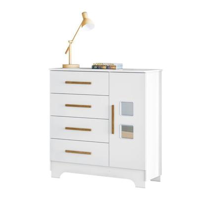 Imagem de Quarto de Bebê com Berço Mini Cama 100% Mdf Slim e Cômoda 4 Gavetas 1 Porta Fly 100% Mdf