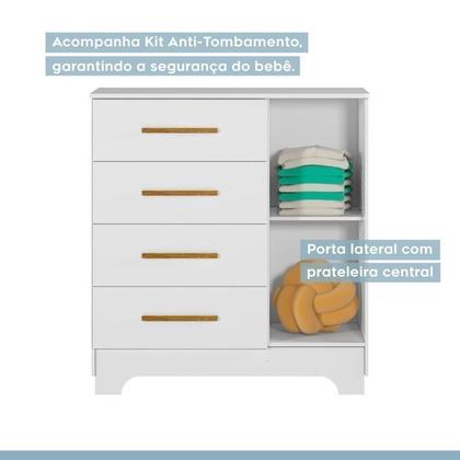 Imagem de Quarto de Bebê com Berço Mini Cama 100% Mdf Slim e Cômoda 4 Gavetas 1 Porta Fly 100% Mdf