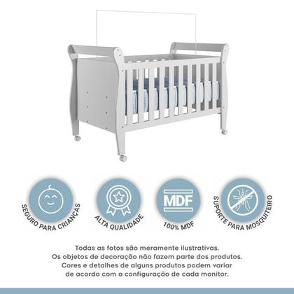 Imagem de Quarto de Bebê com Berço Mini Cama 100% Mdf Slim e Cômoda 4 Gavetas 1 Porta Fly 100% Mdf