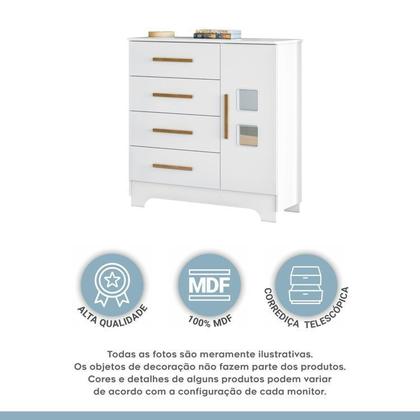 Imagem de Quarto de Bebê com Berço Mini Cama 100% Mdf Slim e Cômoda 4 Gavetas 1 Porta Fly 100% Mdf