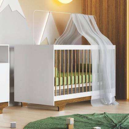 Imagem de Quarto de Bebê com Berço Mini Cama, Cômoda 1 Porta 4 Gavetas e Roupeiro 4 Portas 2 Gavetas Fly