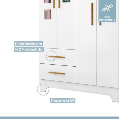 Imagem de Quarto de Bebê com Berço Mini Cama, Cômoda 1 Porta 4 Gavetas e Roupeiro 4 Portas 2 Gavetas Fly
