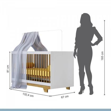 Imagem de Quarto de Bebê com Berço Mini Cama, Cômoda 1 Porta 4 Gavetas e Roupeiro 4 Portas 2 Gavetas Fly
