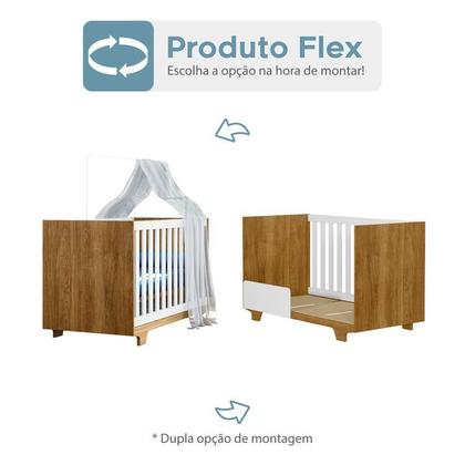 Imagem de Quarto de Bebê com Berço Mini Cama, Cômoda 1 Porta 4 Gavetas e Roupeiro 4 Portas 3 Gavetas