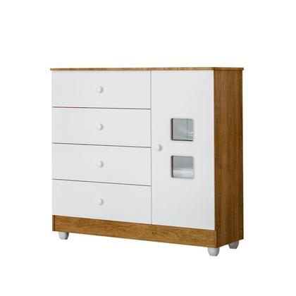 Imagem de Quarto de Bebê com Berço Mini Cama, Cômoda 1 Porta 4 Gavetas e Roupeiro 4 Portas 3 Gavetas