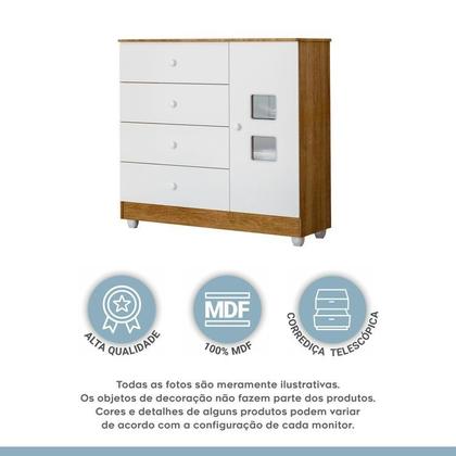 Imagem de Quarto de Bebê com Berço Mini Cama, Cômoda 1 Porta 4 Gavetas e Roupeiro 4 Portas 3 Gavetas