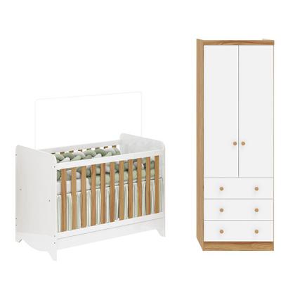 Imagem de Quarto de Bebê com Berço Minicama Ben e Guarda Roupa Smim New 100 MDF Móveis Peroba