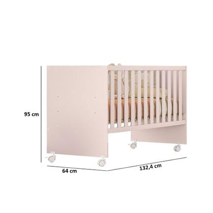 Imagem de Quarto de Bebê com Berço Reto e Roupeiro Doce Sonho Rosa Qmovi  Colchão Gazin
