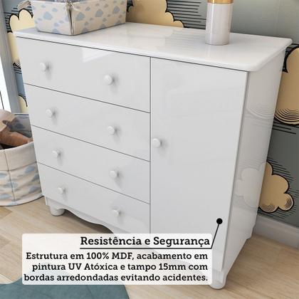 Imagem de Quarto de Bebê com Cômoda 1 Porta 4 Gavetas e Berço Mini Cama Nina 100% Mdf Espresso Móveis