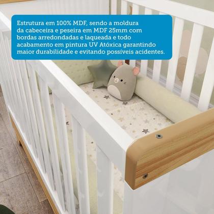 Imagem de Quarto de Bebê com Cômoda e Berço 100% MDF Jolie Retrô Espresso Móveis Branco Brilho/Amêndoa