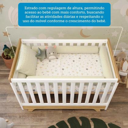 Imagem de Quarto de Bebê com Cômoda e Berço 100% MDF Jolie Retrô Espresso Móveis Branco Brilho/Amêndoa