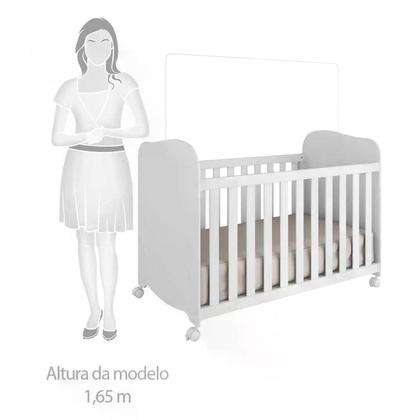 Imagem de Quarto de Bebê com Guarda Roupa 1 Porta com Janela e Berço 100% MDF Uli Móveis Peroba Branco Brilho