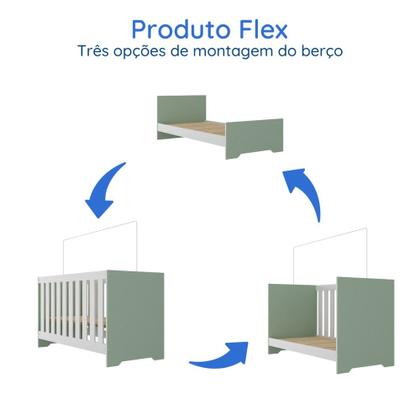 Imagem de Quarto de Bebê com Guarda Roupa 3 Porta 2 Gavetas Cômoda 4 Gavetas 1 Porta e Berço 3 em 1 Catavento Maya Rodial