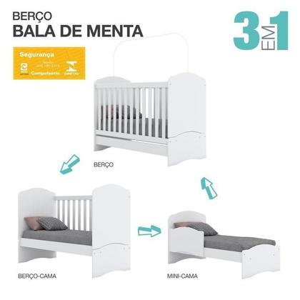 Imagem de Quarto de Bebê com Guarda-roupa 3 Portas Cômoda e Berço 3 em 1 com Colchão Espresso Móveis