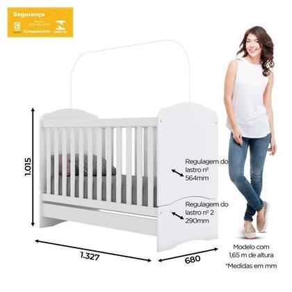 Imagem de Quarto de Bebê com Guarda-roupa 3 Portas Cômoda e Berço 3 em 1 com Colchão Espresso Móveis