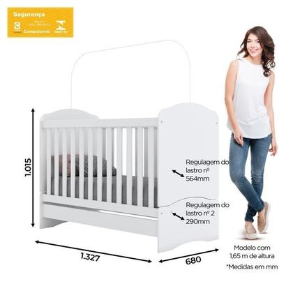 Imagem de Quarto de Bebê com Guarda-roupa 3 Portas Cômoda e Berço 3 em 1 com Colchão Espresso Móveis