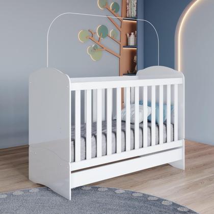 Imagem de Quarto de Bebê com Guarda Roupa 3 Portas Cômoda e Berço 3 em 1 Lápis de Cor Espresso Móveis Branco/Rosa