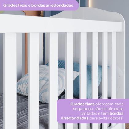 Imagem de Quarto de Bebê com Guarda Roupa 3 Portas Cômoda e Berço 3 em 1 Lápis de Cor Espresso Móveis Branco/Rosa