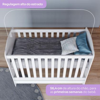 Imagem de Quarto de Bebê com Guarda Roupa 3 Portas Cômoda e Berço 3 em 1 Lápis de Cor Espresso Móveis Branco/Rosa