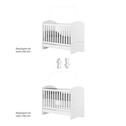 Imagem de Quarto de Bebê com Guarda Roupa 3 Portas Cômoda e Berço 3 em 1 Lápis de Cor Espresso Móveis Branco/Rosa