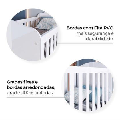 Imagem de Quarto de Bebê com Guarda Roupa 3 Portas Cômoda e Berço 3 em 1 Lápis de Cor Espresso Móveis Branco/Rosa