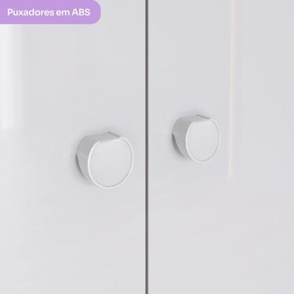 Imagem de Quarto de Bebê com Guarda Roupa 3 Portas Cômoda e Berço 3 em 1 Lápis de Cor Espresso Móveis Branco/Rosa