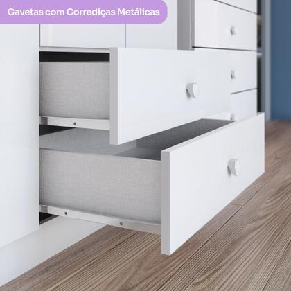 Imagem de Quarto de Bebê com Guarda-Roupa 3 Portas Cômoda e Berço Faz de Conta Espresso Móveis