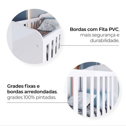 Imagem de Quarto de Bebê com Guarda-Roupa 3 Portas Cômoda e Berço Faz de Conta Espresso Móveis