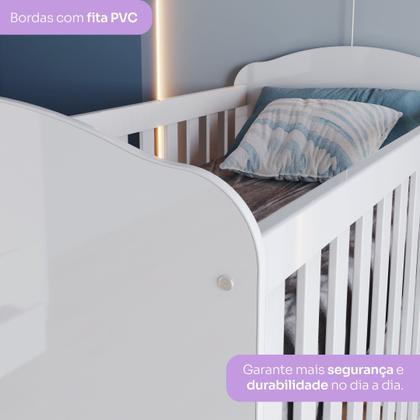 Imagem de Quarto de Bebê com Guarda-Roupa 3 Portas Cômoda e Berço Faz de Conta Espresso Móveis