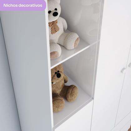 Imagem de Quarto de Bebê com Guarda-Roupa 3 Portas Cômoda e Berço Faz de Conta Espresso Móveis