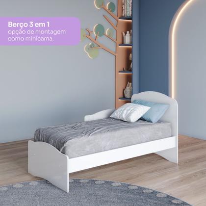 Imagem de Quarto de Bebê com Guarda-Roupa 3 Portas Cômoda e Berço Faz de Conta Espresso Móveis