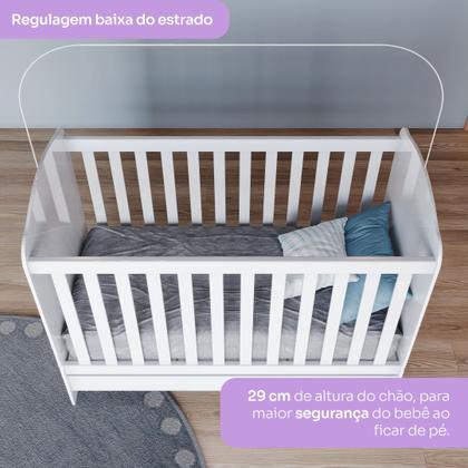 Imagem de Quarto de Bebê com Guarda-Roupa 3 Portas Cômoda e Berço Faz de Conta Espresso Móveis