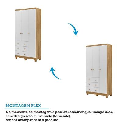 Imagem de Quarto de Bebê com Guarda-roupa 3 Portas e Berço Americano Nina 100% Mdf Espresso Móveis