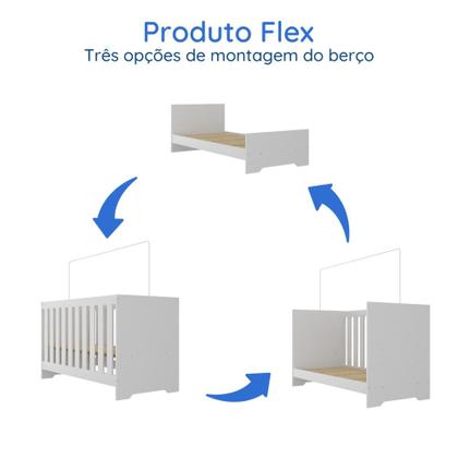 Imagem de Quarto de Bebê com Guarda Roupa 4 Portas 3 Gavetas Cômoda 4 Gavetas 1 Porta com Janela e Berço 3 em 1  Maya Rodial